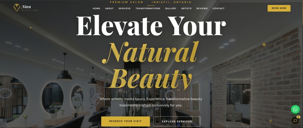 Nova Beauty Bar salon website