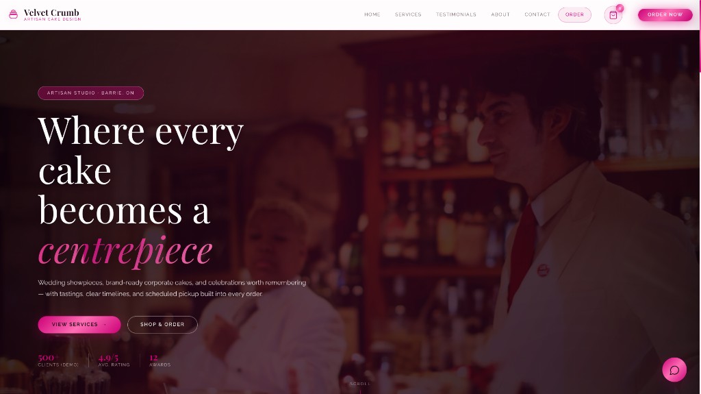 Velvet Crumb bakery website